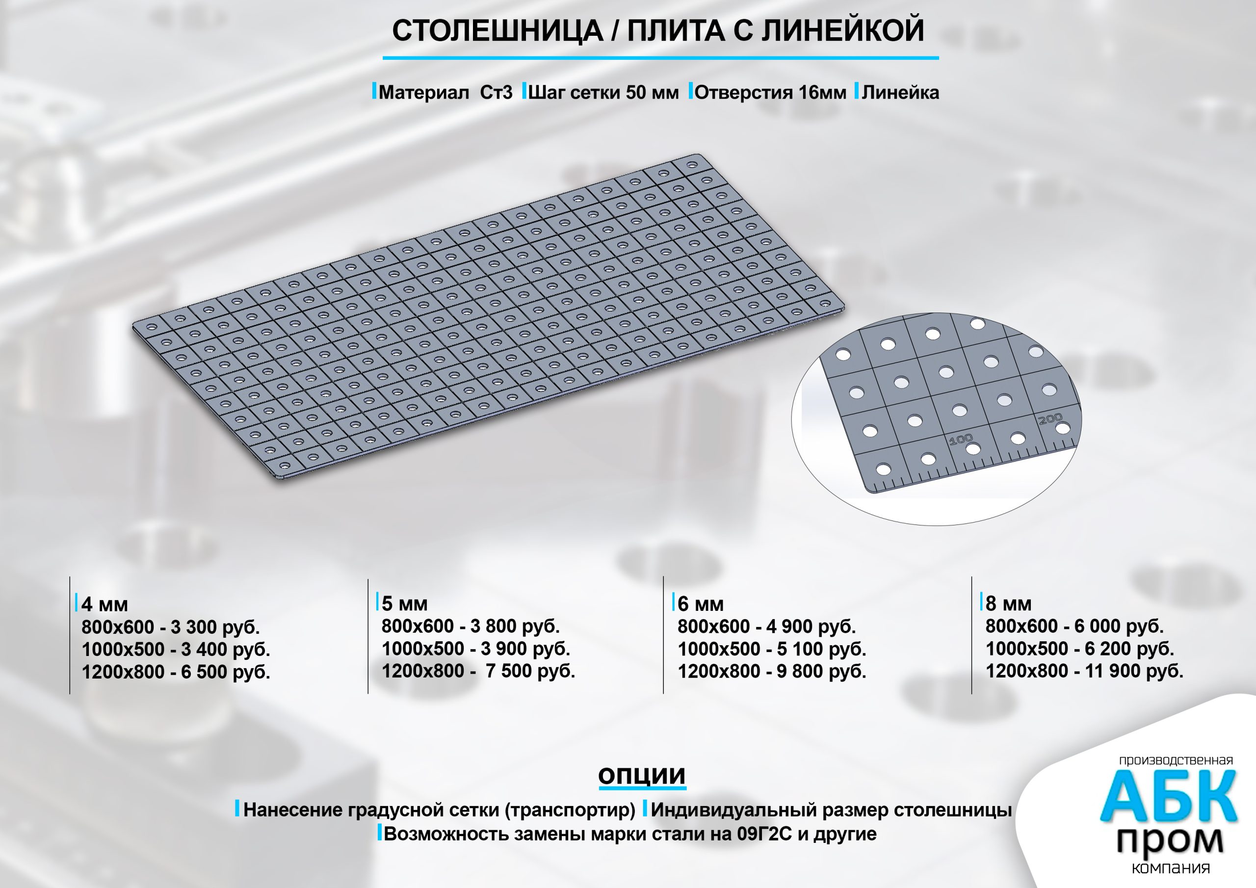Столешница плита с линейкой АБК-Пром